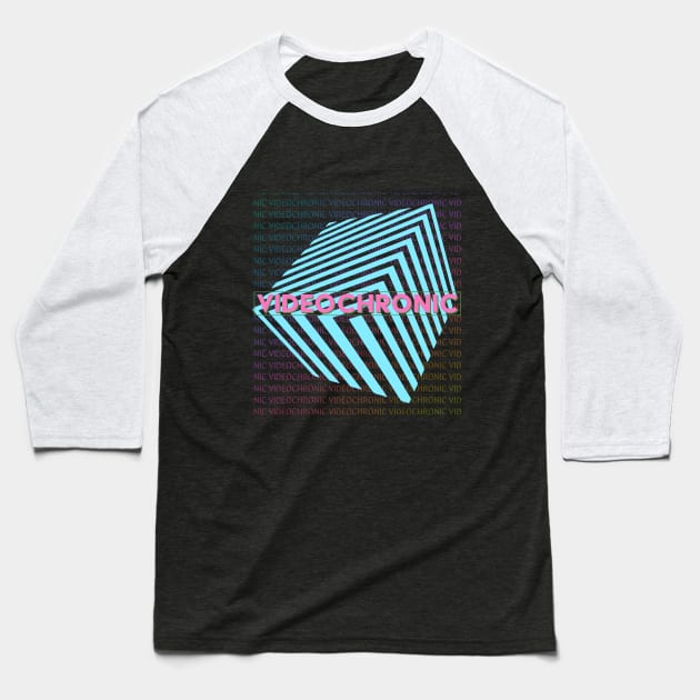 VIDEOCHRONIC Neon Retro Logo Baseball T-Shirt by Videodrew